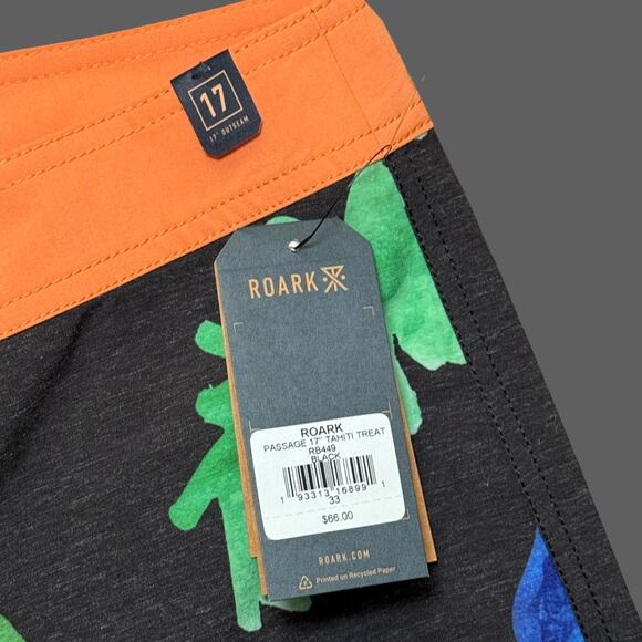 Roark Passage 17" Tahiti Treat Boardshort RB449 Black Size 33 NWT $66 MSRP - Picture 3 of 6